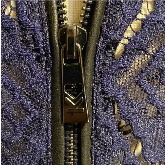 Kim Gravel Womens Navy Blue Peplum Lace Jacket Size XXS - Picture 5 of 11